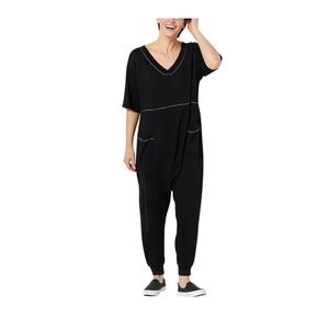 Attitudes by Renee Womens Casknit Buffet Jumpsuit Pockets Black Plus Size 2X